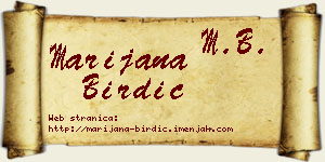 Marijana Birdić vizit kartica